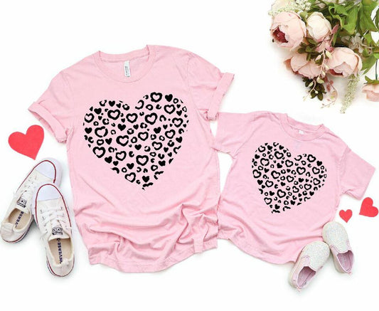 Heart Shaped Leopard Hearts Single Color (Adult and Youth)