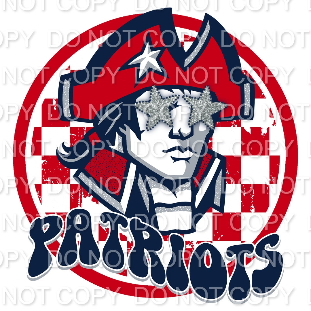 Red & Navy Patriots Preppy Mascot Checkered(Direct To Film)