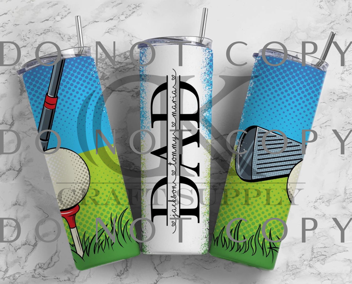 Golf Split Dad with Childrens’ Names (Sublimation Tumbler Wrap)