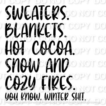 Sweaters Blankets Hot Coco Snow and Cozy Fires Single Color (Adult)