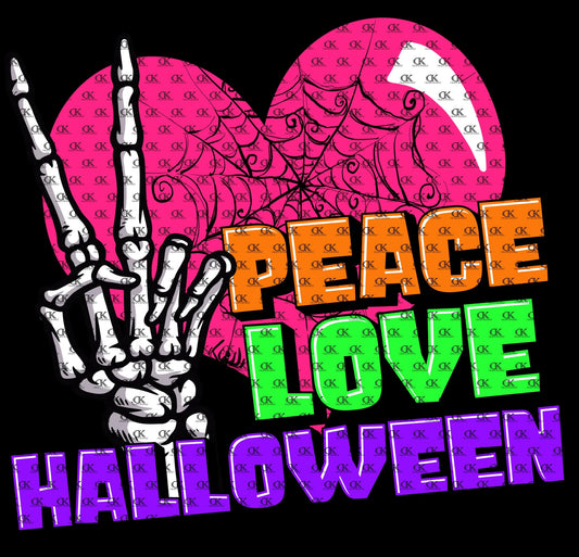 Peace Love Halloween with Skeleton Hand (Direct To Film)