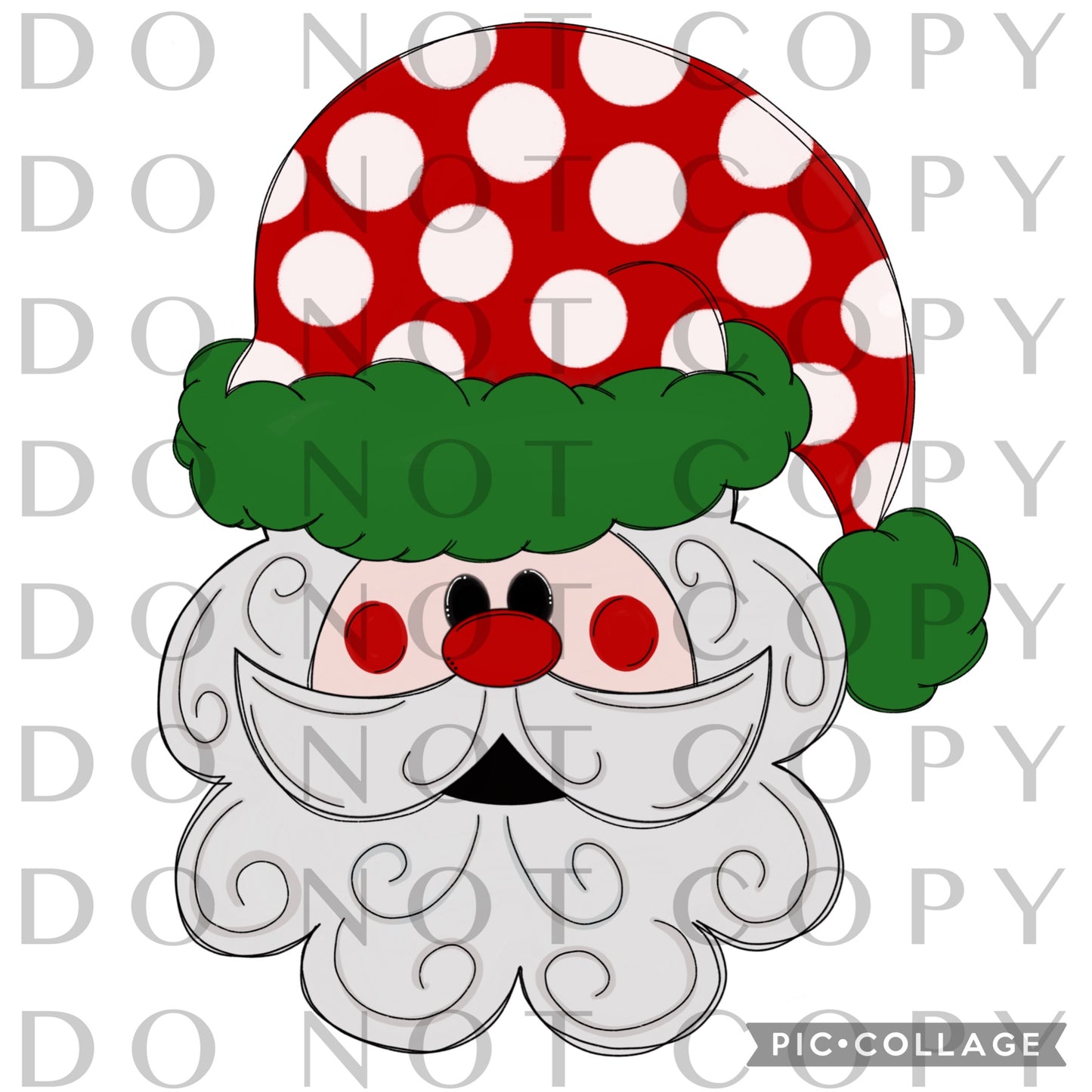 Red and Green Santa Head (Direct To Film)