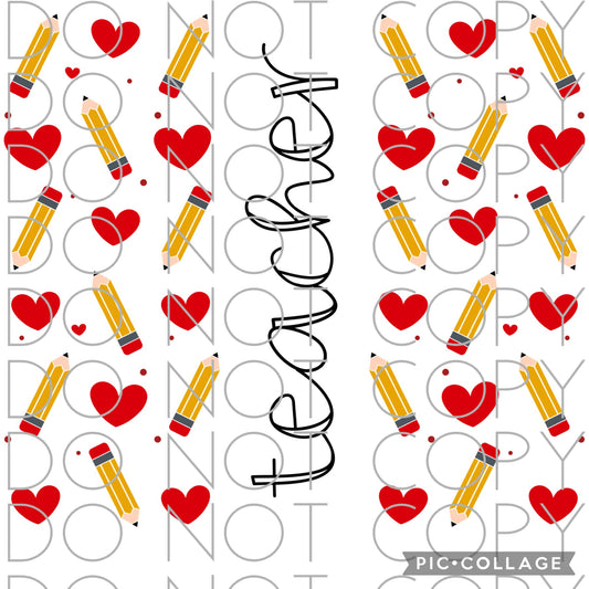 Teacher with Pencils and Hearts Tumbler Wrap