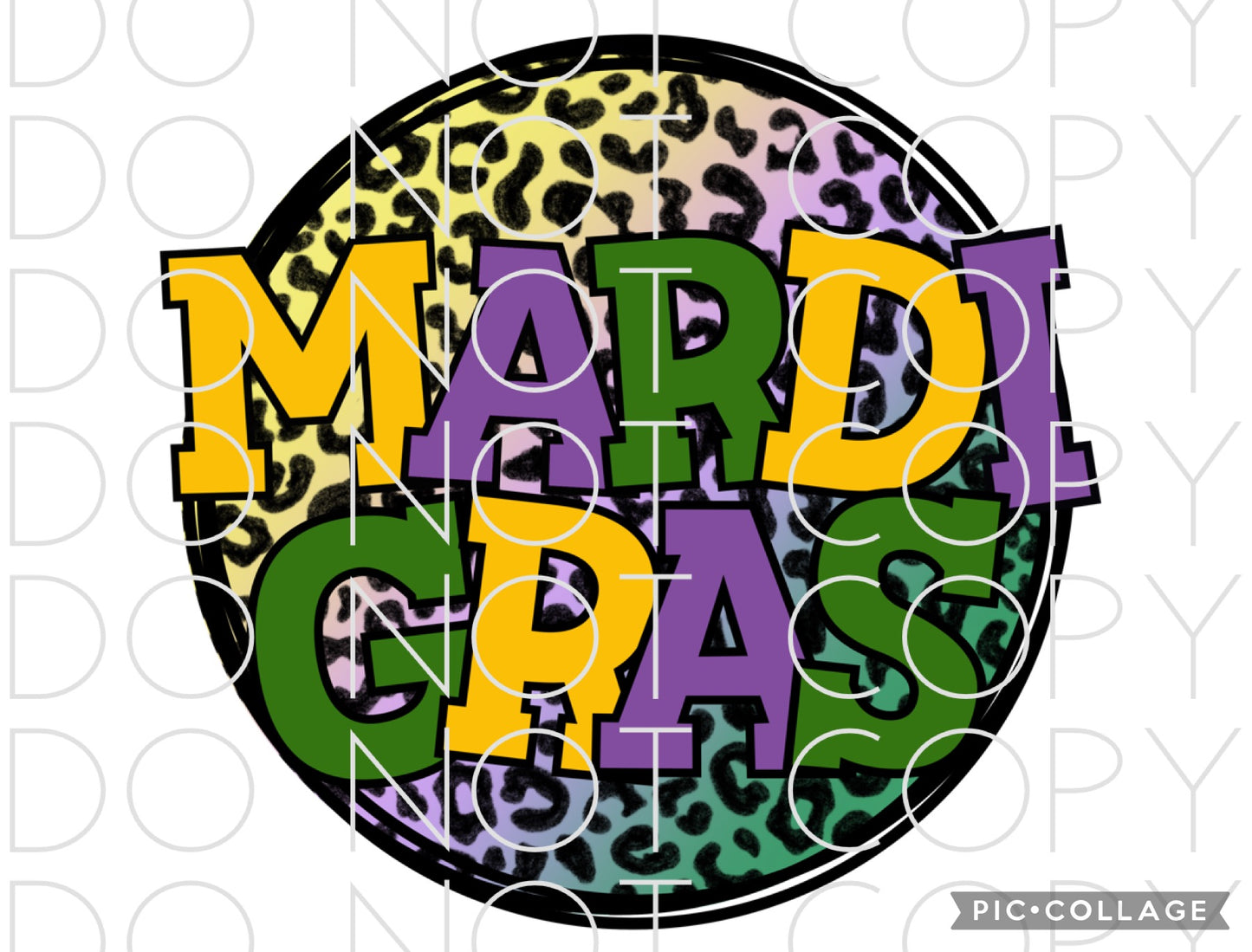 Mardi Gras Leopard Circle (Sublimation Tumbler Print)