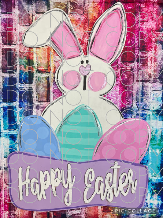 Happy Easter Bunny Banner with Words