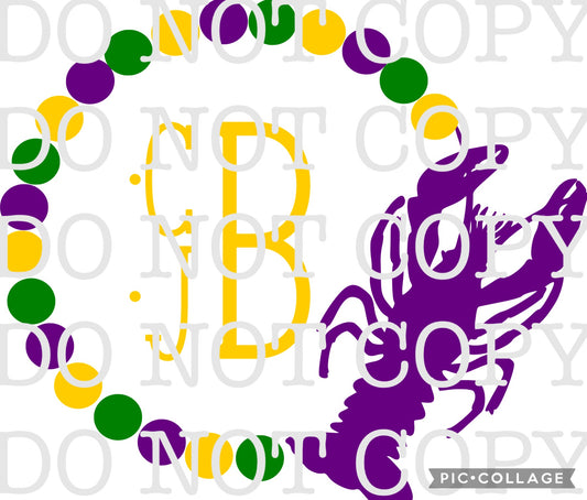 Mardi Gras Crawfish Monogram (Direct To Film)