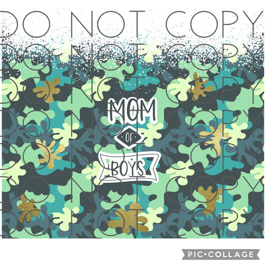 Mom of Boys with Camo Background (Sublimation Tumbler Wrap)