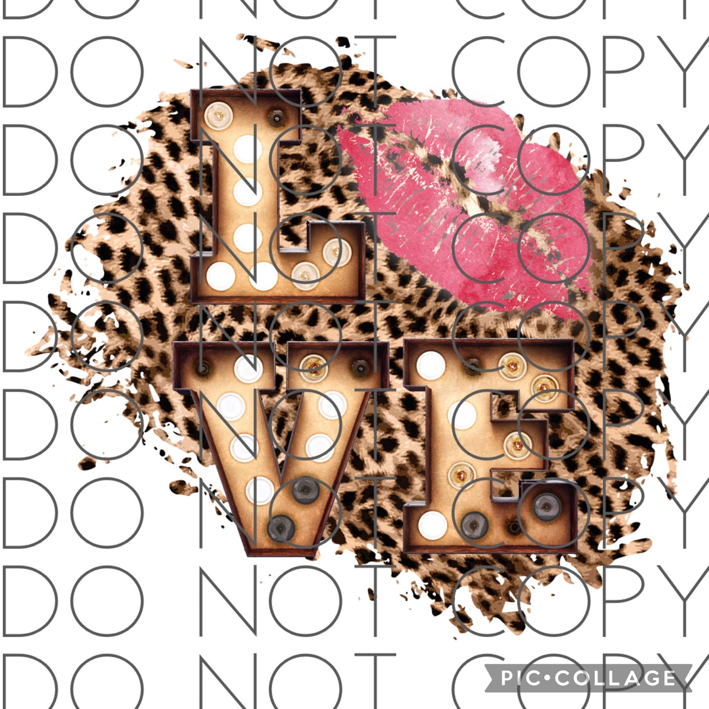 LOVE Pink lips with leopard background (Sublimation)