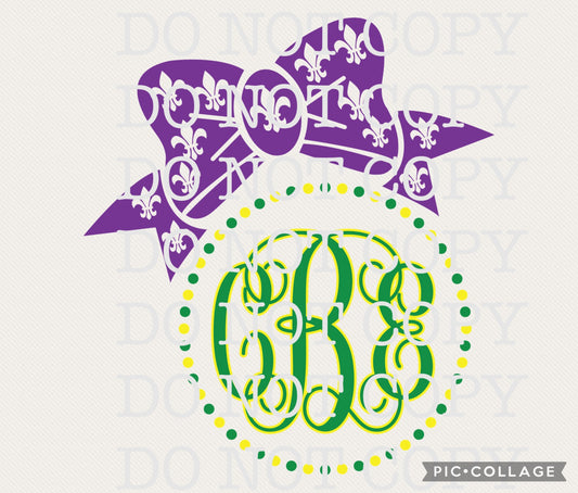 Mardi Gras Bow Monogram (Direct To Film)