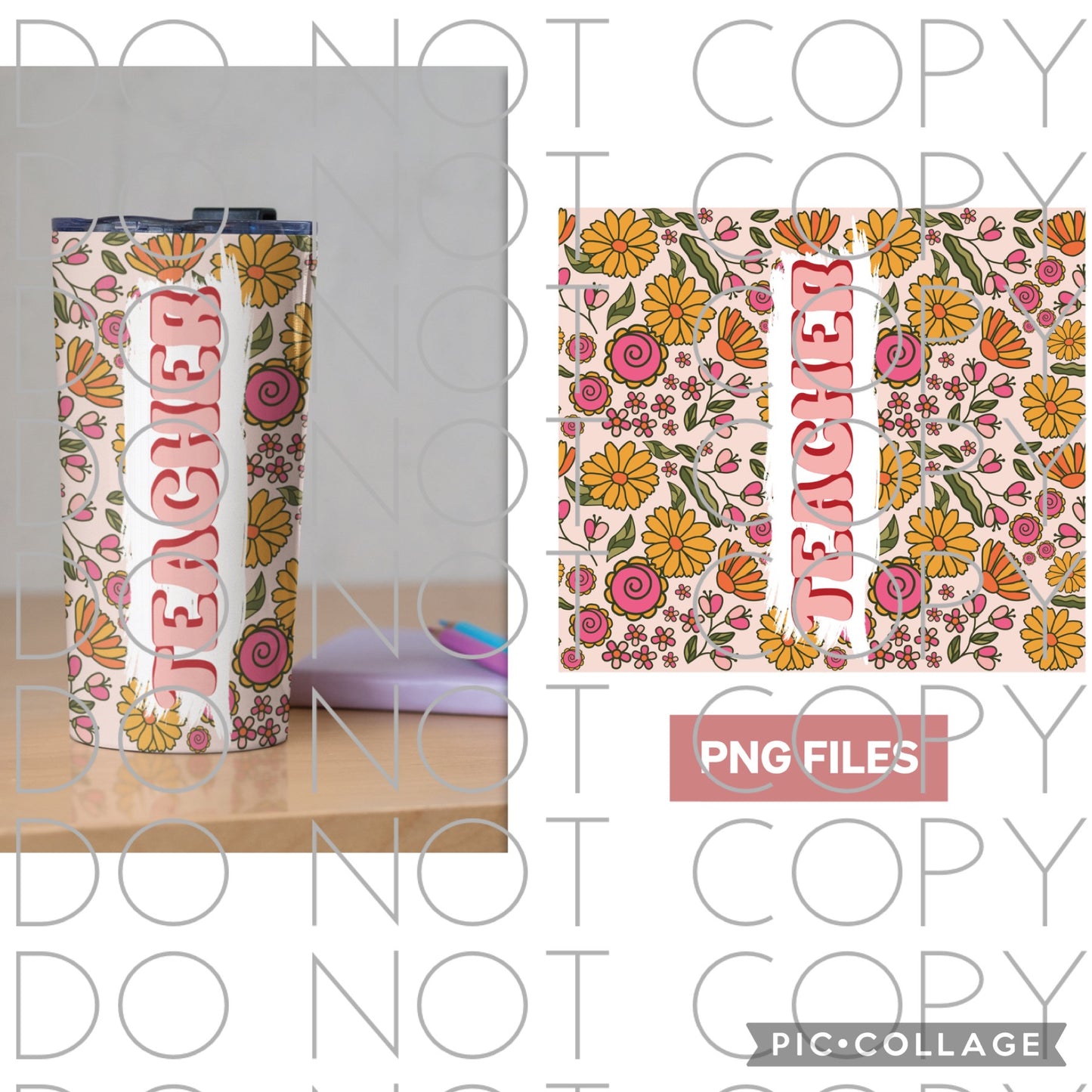 Teacher Floral Tumbler Wrap