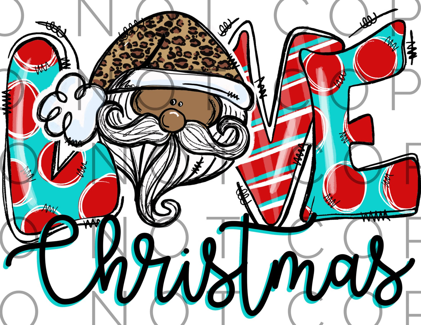 Love Christmas Teal Dark Skinned Santa (Direct To Film)