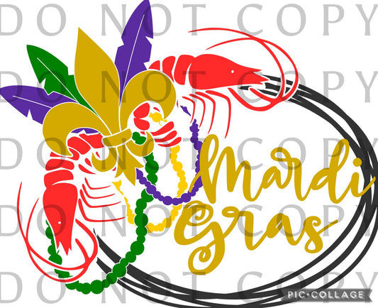 Mardi Gras wreath with Crawfish(Direct To Film)