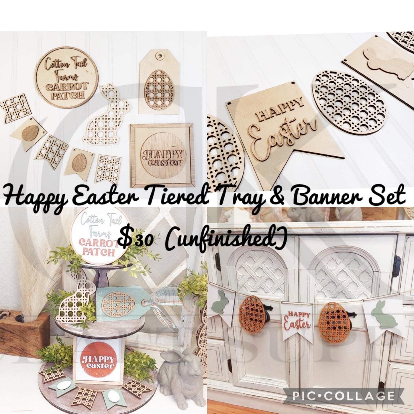 Happy Easter Tiered Tray & Banner Set