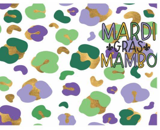 Tumbler Wrap Mardi Gras Mambo with PGG Leopard Background